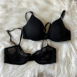 Victoria's Secret Black Underwire Bra Bundle 32C